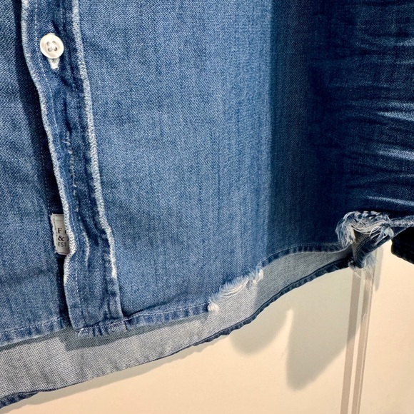 EILEEN Vintage Stonewashed Wash Denim Relaxed Button-Up Shirt Large. - Picture 6 of 14